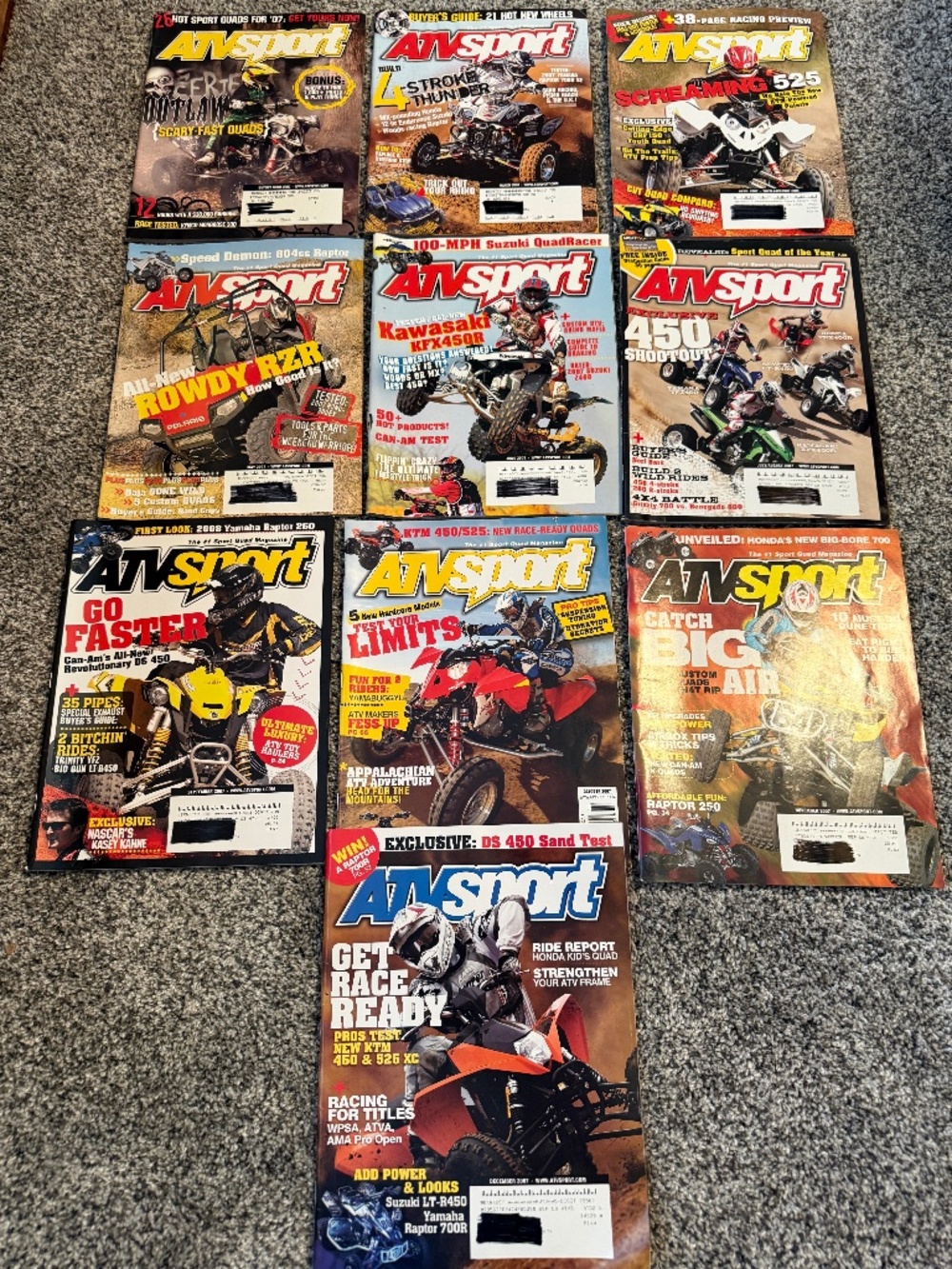 Lot of 10 ATV Sport 2007 Magazine Issues 4 wheeler, 4x4, quad trail ride race